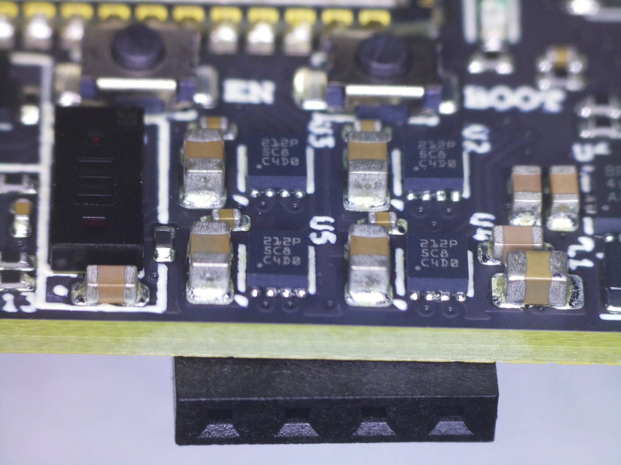 4x DRV8212P motor drivers, routed to 2x 4-pin 2.54mm connectors